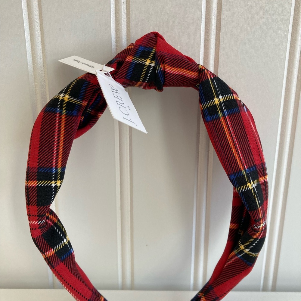 J.Crew Red Plaid Headband NWT